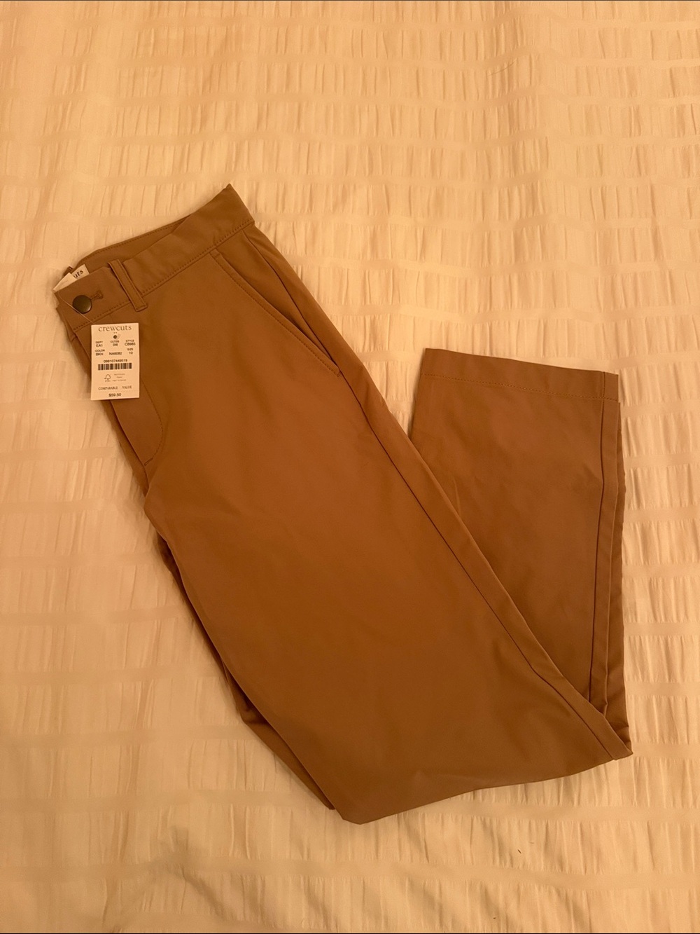 J Crew Crewcuts Boy’s Tan Stretch Chino Pants, Size 10